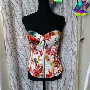 Say What? Multicolor Floral Bustier Blouse